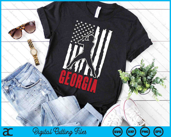 Vintage Georgia American Flag Distressed Baseball SVG PNG Digital Cutting Files