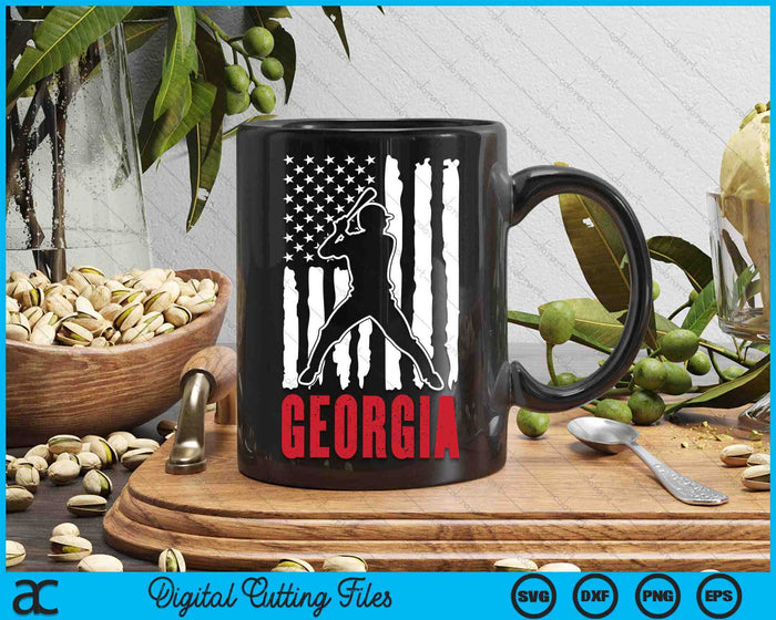 Vintage Georgia American Flag Distressed Baseball SVG PNG Digital Cutting Files