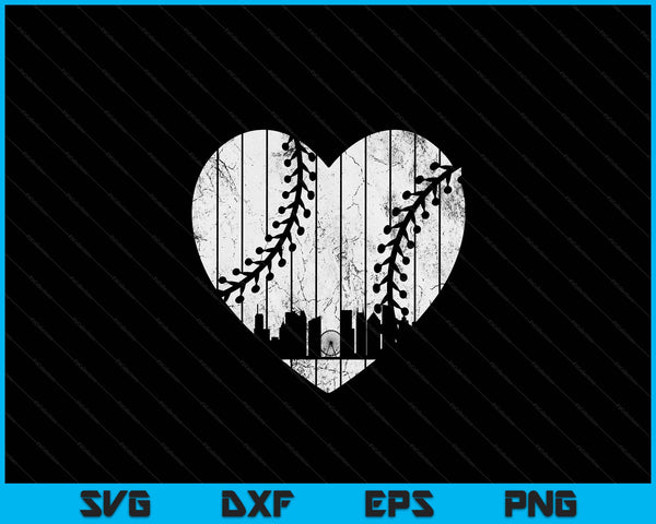 Vintage Georgia Baseball Heart With Skyline SVG PNG Digital Cutting Files