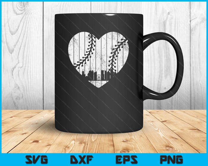 Vintage Georgia Baseball Heart With Skyline SVG PNG Digital Cutting Files