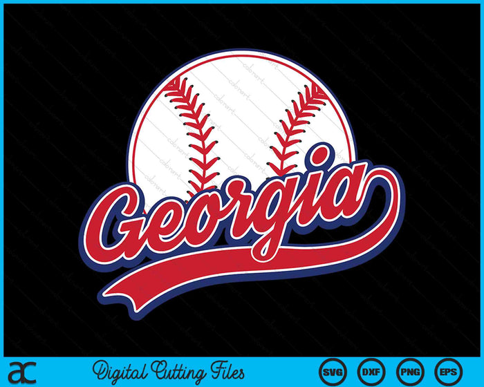 Vintage Georgia Cityscape honkbal SVG PNG digitale snijbestanden 
