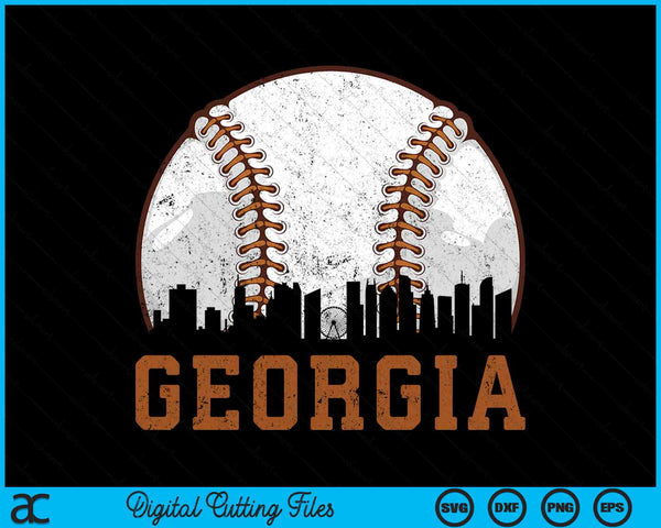 Vintage Georgia Cityscape Baseball SVG PNG Digital Printable Files