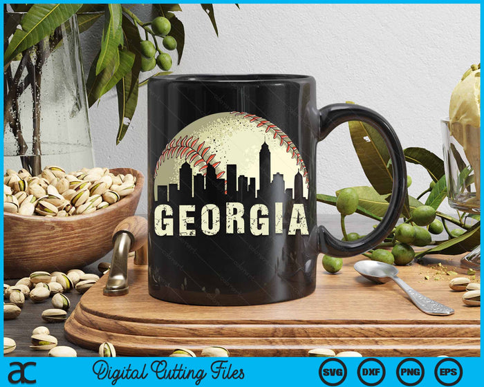Vintage Georgia Cityscape Baseball Lover SVG PNG Cutting Printable Files