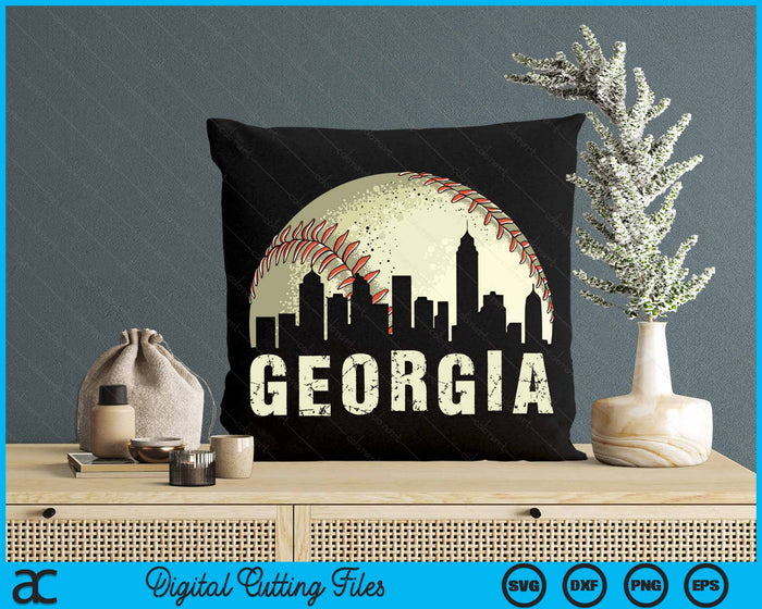 Vintage Georgia Cityscape Baseball Lover SVG PNG Cutting Printable Files