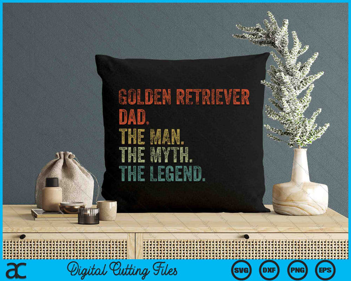 Vintage Golden Retriever Dog Dad Man Myth Legend SVG PNG Digital Cutting Files