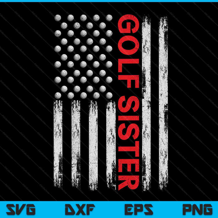 Vintage golf sister USA flag SVG cut file