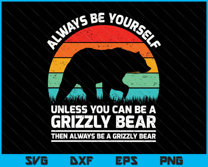 Vintage Grizzly Bear Animal Lover Retro Cute Grizzly Bear SVG PNG Digital Printable Files
