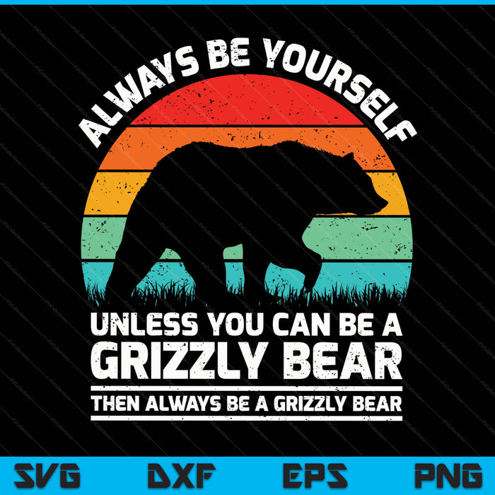Vintage grizzly bear animal lover retro cute SVG PNG cut file for Cricut