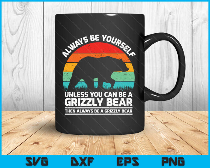 Vintage Grizzly Bear Animal Lover Retro Cute Grizzly Bear SVG PNG Digital Printable Files