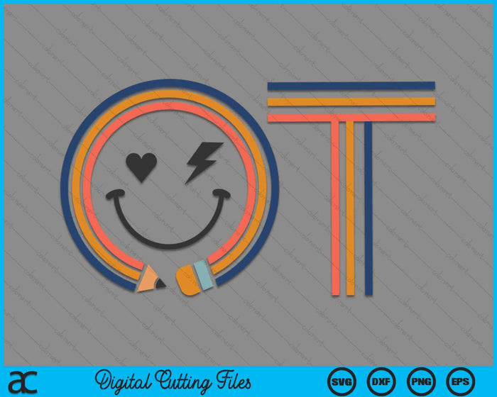 Groovy Smile Face School OT Terapia Ocupacional SVG PNG Archivos de corte digital