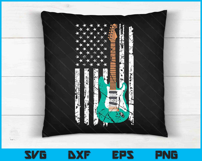 Vintage Guitar American US Flag SVG PNG Digital Cutting Files