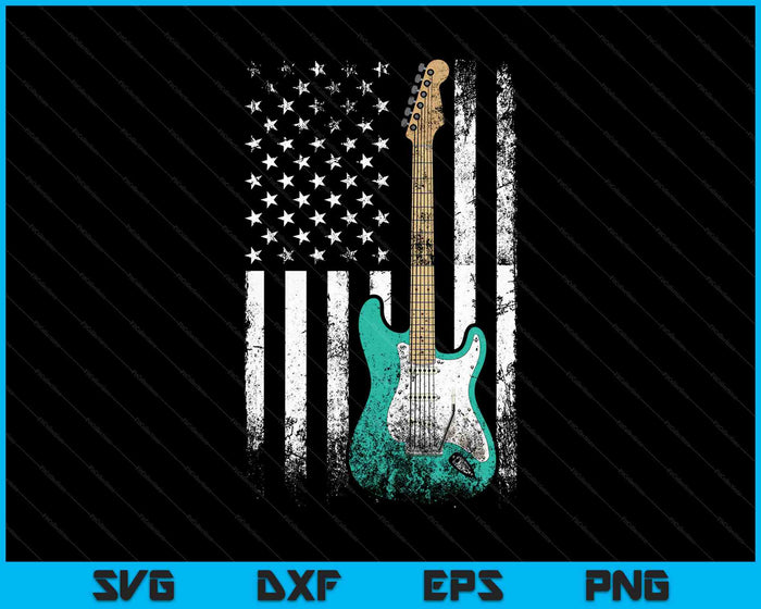 Vintage Guitar USA Flag SVG PNG Cutting Printable Files