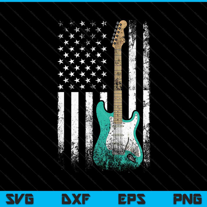 Vintage Guitarra USA Bandera SVG PNG Cortando Archivos Imprimibles