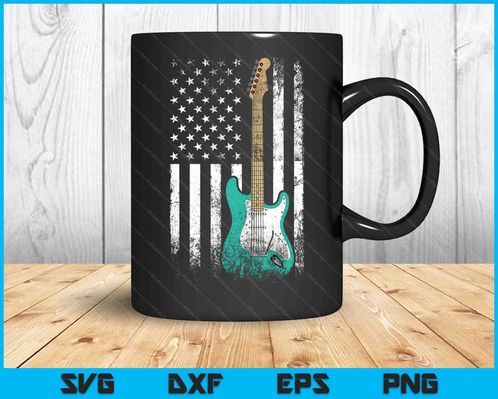 Vintage Guitarra USA Bandera SVG PNG Cortando Archivos Imprimibles