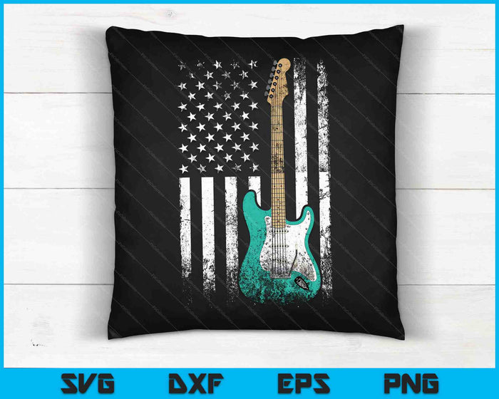 Vintage Guitar USA Flag SVG PNG Cutting Printable Files