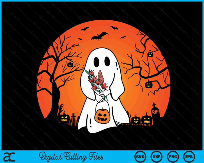 Vintage Halloween Ghost Pumpkin Costume Funny Halloween SVG PNG Digital Cutting File