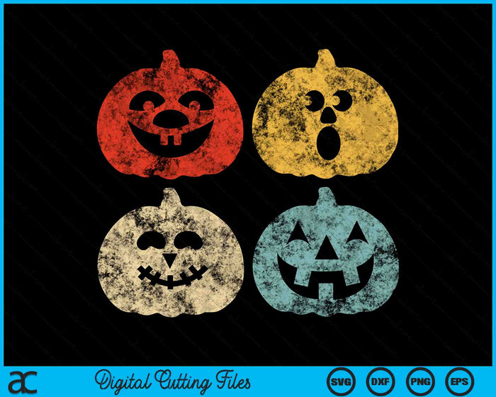 Vintage Halloween Pumpkin Funny Retro SVG PNG Digital Cutting Files