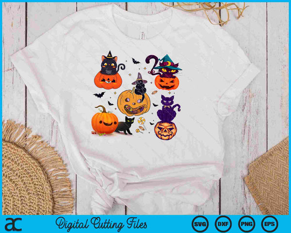 Vintage Halloween, Retro Halloween, Pumpkins, Black Cats SVG PNG Digital Cutting File