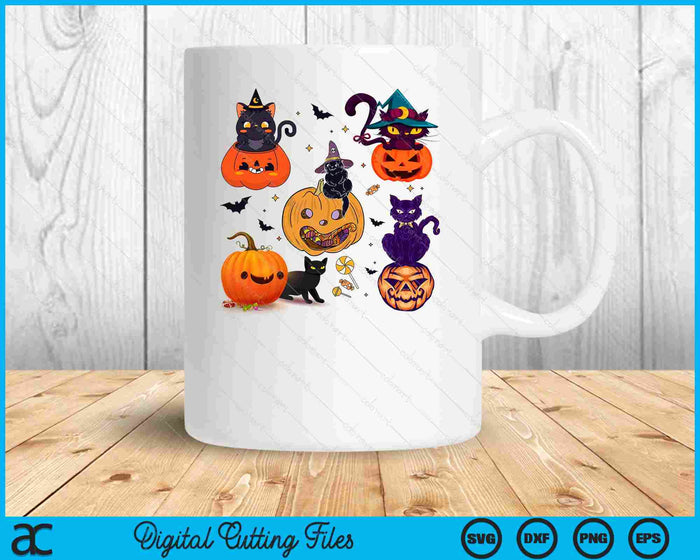 Vintage Halloween, Retro Halloween, Pumpkins, Black Cats SVG PNG Digital Cutting File