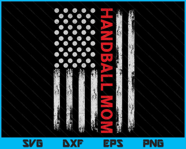 Vintage Handball Mom USA Flag SVG PNG Digital Printable Files