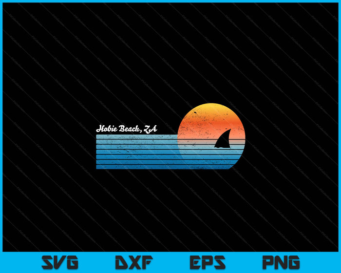 Vintage Hobie Beach Retro 80s Shark Fin Sunset SVG PNG Digital Printable Files