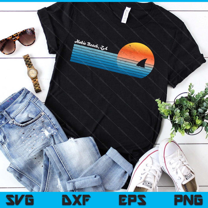 Vintage Hobie Beach Retro 80s Shark Fin Sunset SVG PNG Digital Printable Files