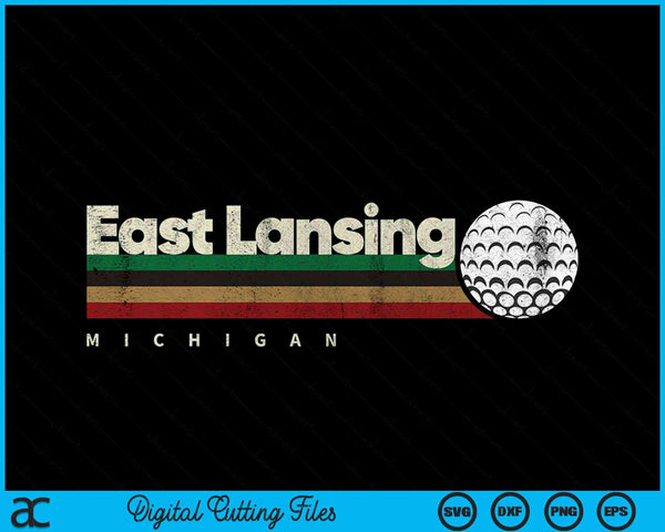 Vintage Hockey East Lansing  City Hockey Retro Stripes SVG PNG Digital Cutting File