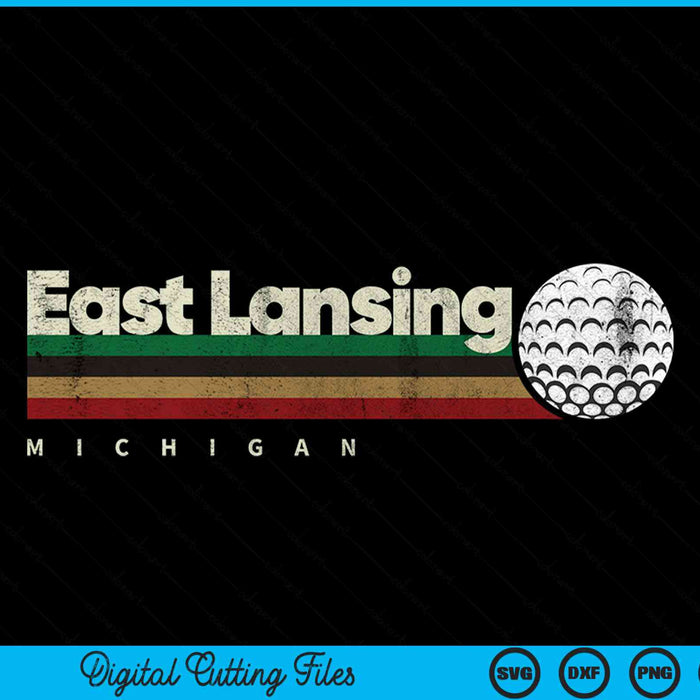 Vintage Hockey East Lansing  City Hockey Retro Stripes SVG PNG Digital Cutting File