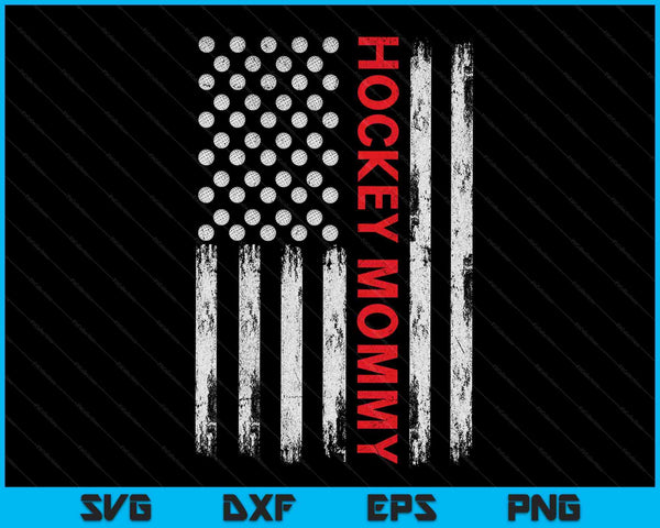 Vintage hockey mommy USA flag SVG cut file