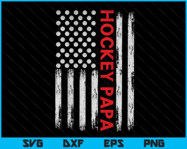 Vintage Hockey Papa USA vlag SVG PNG digitale afdrukbare bestanden