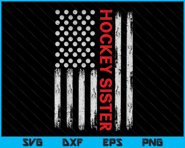 Vintage Hockey Sister USA Flag SVG PNG Digital Printable Files