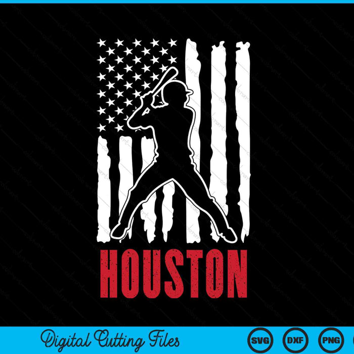 Vintage Houston American Flag Distressed Baseball SVG PNG Digital Cutting Files