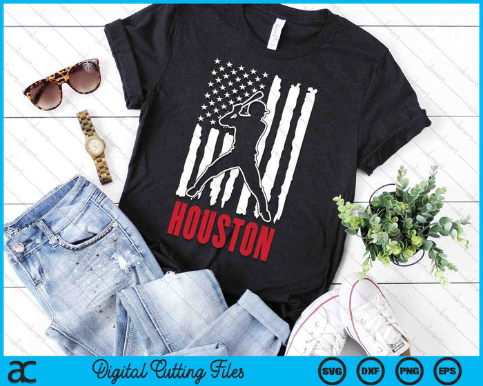 Vintage Houston American Flag Distressed Baseball SVG PNG Digital Cutting Files