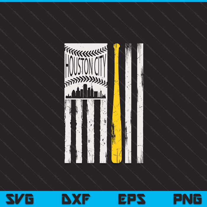 Vintage Houston City Baseball Flag  Patriotic Baseball SVG PNG Digital Cutting Files