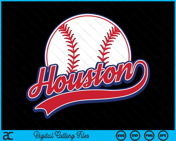 Vintage Houston Cityscape Baseball SVG PNG Digital Cutting Files