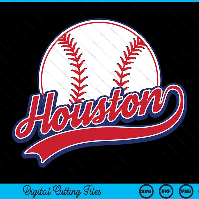 Vintage Houston cityscape baseball SVG PNG cut file for Cricut