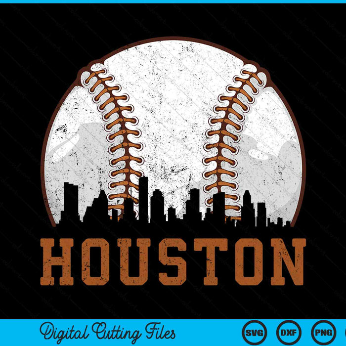 Vintage Houston Cityscape Baseball SVG PNG Digital Printable Files