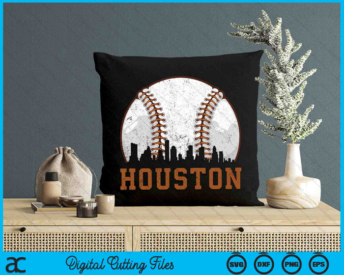 Vintage Houston Cityscape Baseball SVG PNG Digital Printable Files