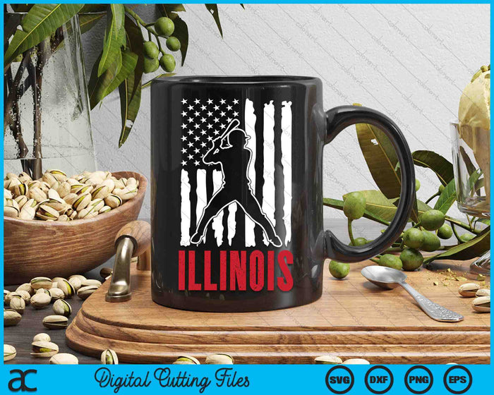 Vintage Illinois American Flag Distressed Baseball SVG PNG Digital Cutting Files