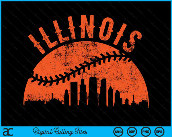 Vintage Illinois Baseball SVG PNG Digital Cutting Files
