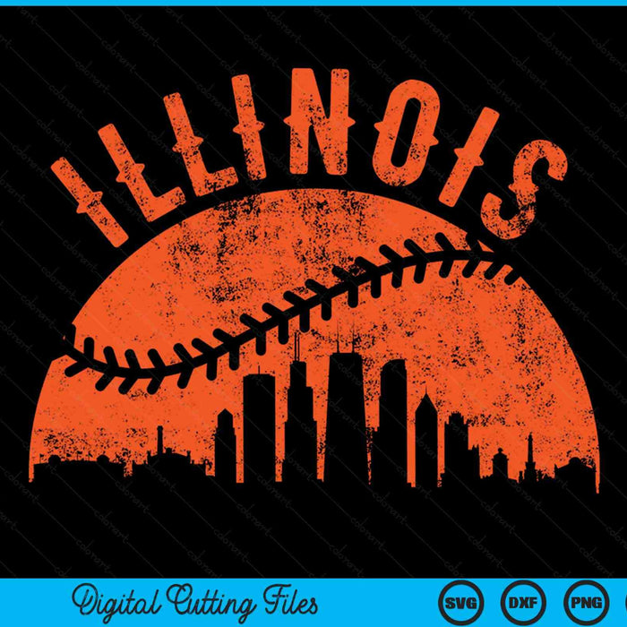 Vintage Illinois baseball SVG PNG cut file for Cricut