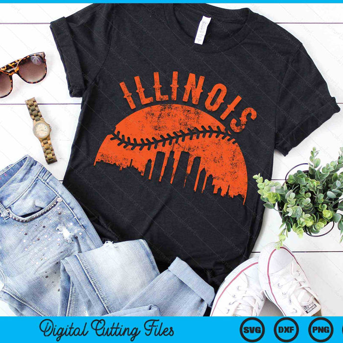 Vintage Illinois Baseball SVG PNG Digital Cutting Files