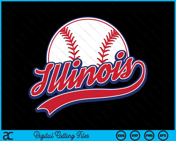Vintage Illinois Cityscape Baseball SVG PNG Digital Cutting Files