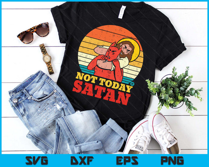 Vintage Jesus Shirt Not Today Santa Jesus Vs Satan SVG PNG Digital Printable Files