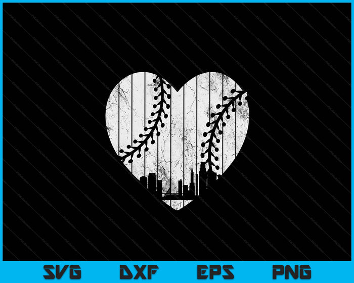 Vintage Kansas City Baseball Heart With Skyline SVG PNG Digital Cutting File