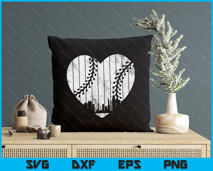 Vintage Kansas City Baseball Heart With Skyline SVG PNG Digital Cutting File