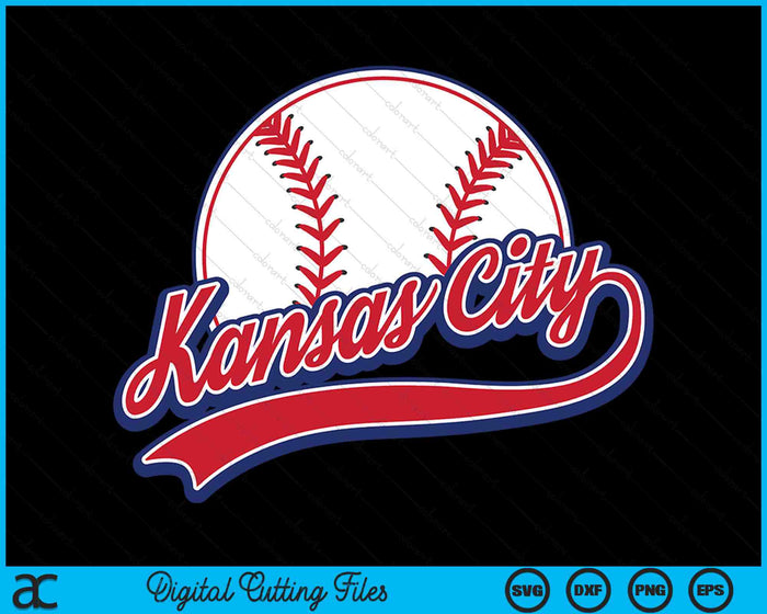 Vintage Kansas City Cityscape honkbal SVG PNG digitale snijbestanden