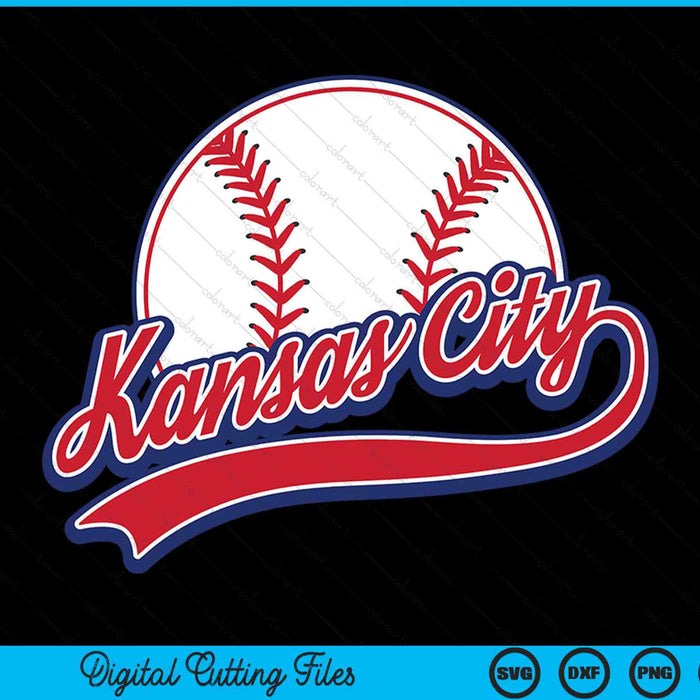Vintage Kansas City cityscape baseball SVG PNG cut file for Cricut