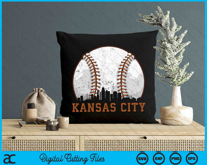 Vintage Kansas City Cityscape Baseball SVG PNG Digital Printable Files