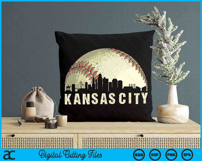 Vintage Kansas City Cityscape Baseball Lover SVG PNG Cutting Printable Files